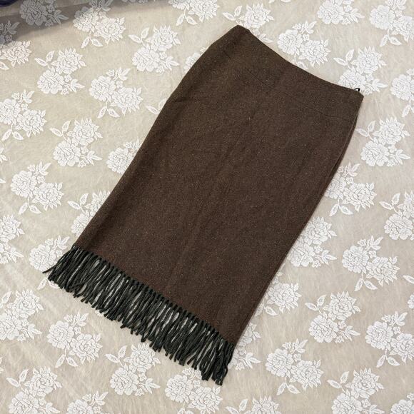 Ralph Lauren Dresses & Skirts - Ralph Lauren Black Label Wool Fringe Midi Skirt Size 6